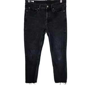 GAP Vintage Slim Mid Rise‎ Jeans Black Wash Raw Hem Frayed Hem 29